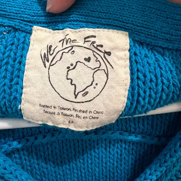 We The Free FREE PEOPLE firefly knit Blue V-Neck Sweater tunic Relaxed Fit - Picture 11 of 12